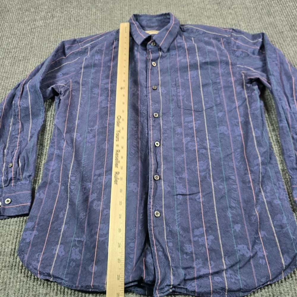 Tommy Bahama Shirt Mens Medium Blue Stripe Long Sleeve Button Up Silk Cotton - Picture 5 of 7